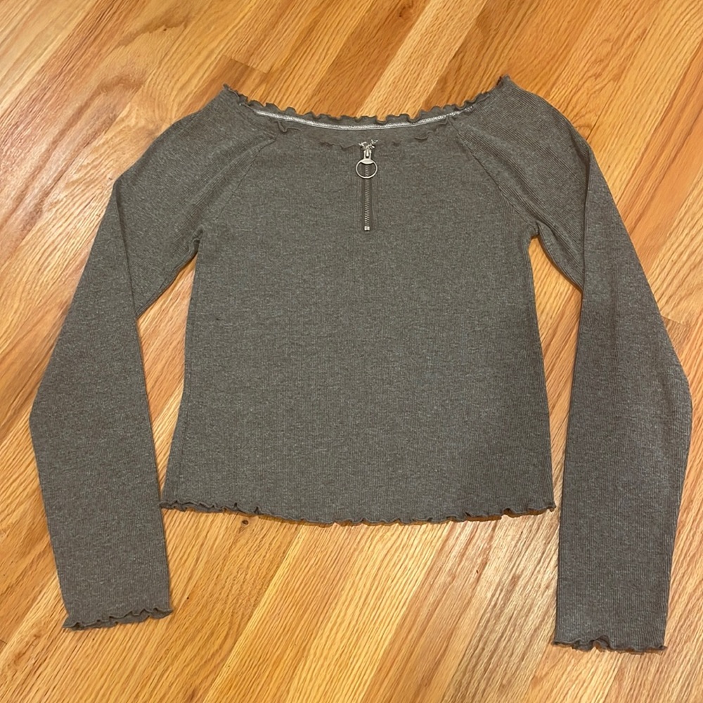 Gray Off the Shoulder Blouse